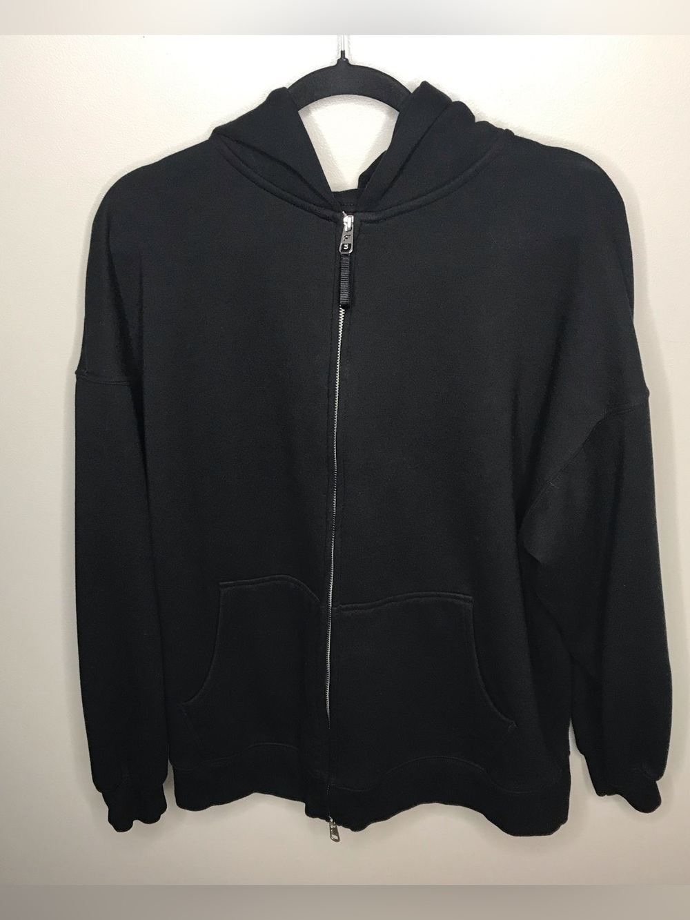 Fabletics Black Full-Zip Hoodie Sweatshirt Sz Large Oversized